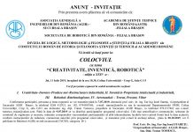 INVITAȚIE LA COLOCVIUL cu tema “CREATIVITATE, INVENTICĂ, ROBOTICĂ” – ediţia a XXIV -a –